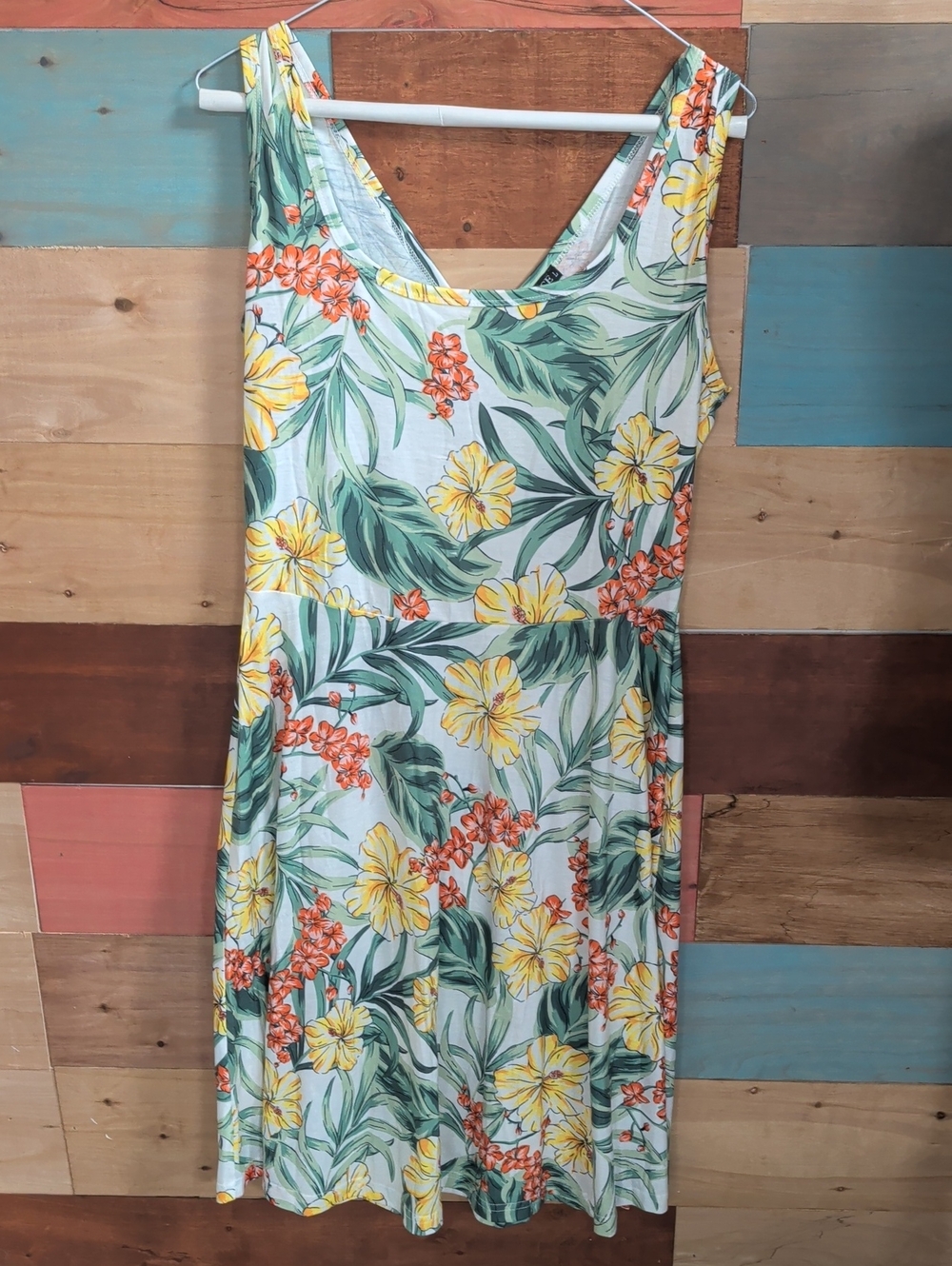 Sleeveless Floral Midi Dress in Yellow & Green